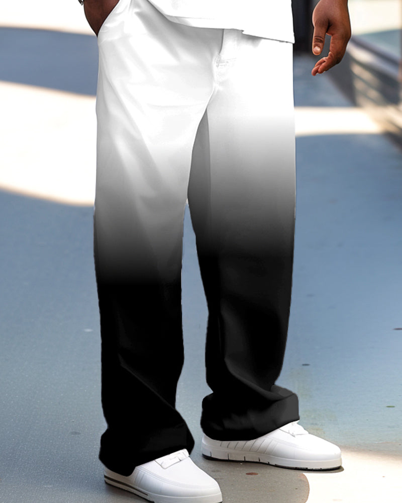 Big & Tall Gradient Plaid Polo Pants Set for big men view 3