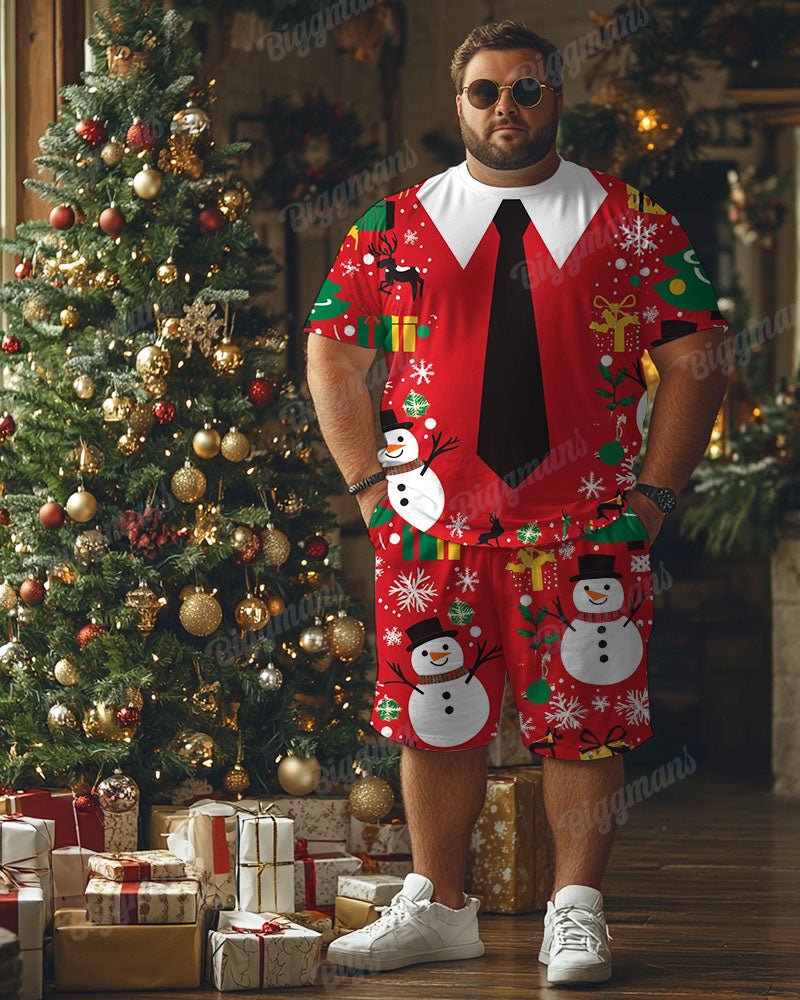 Big & Tall Red Graphic T-Shirt Shorts Set for big men view 1