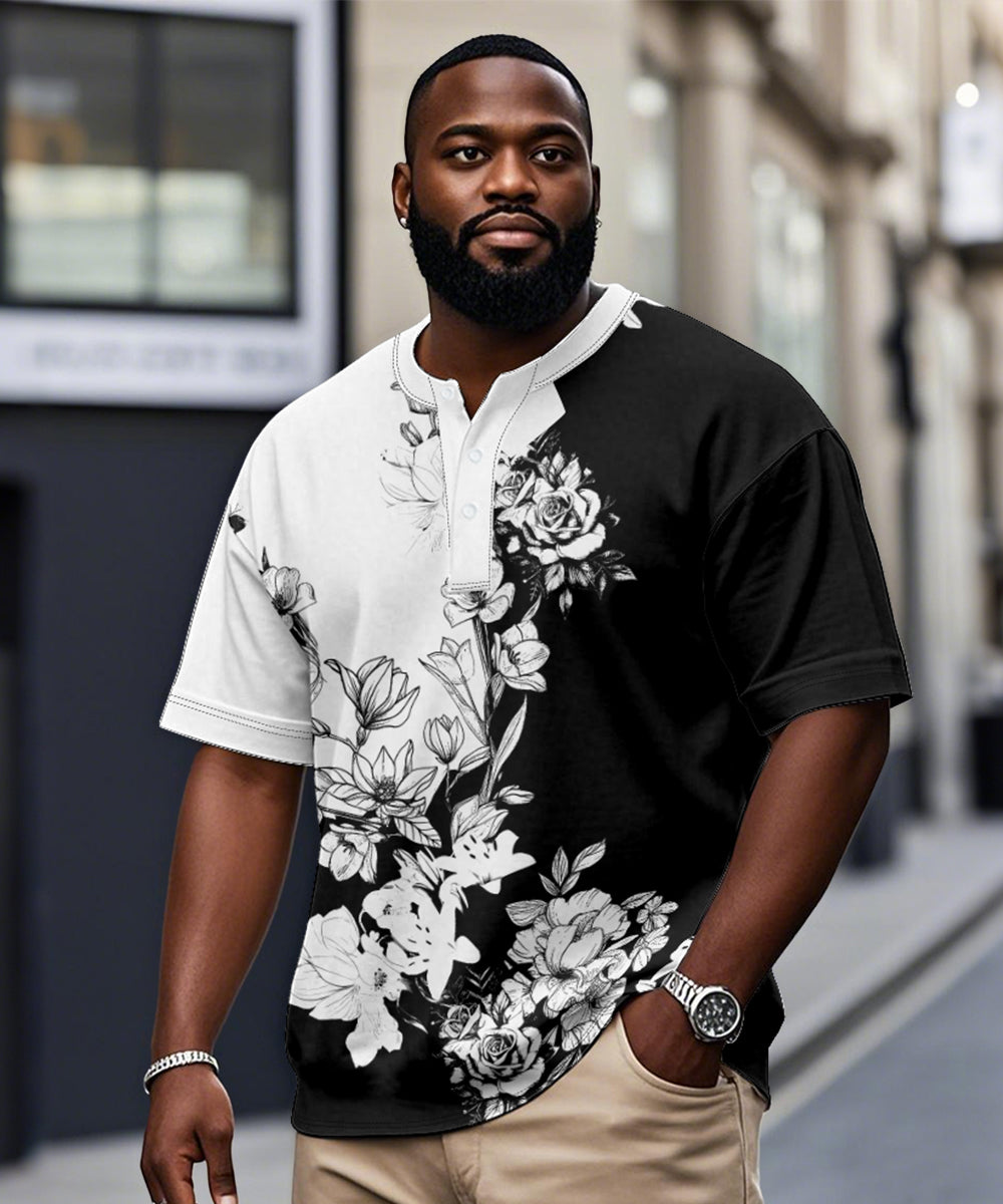 Big & Tall Black White Graphic T-Shirt for big men view 1