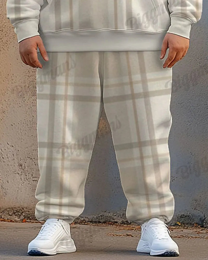 Big & Tall Plaid Graphic Hoodie Sweatpants Set for big men view 3