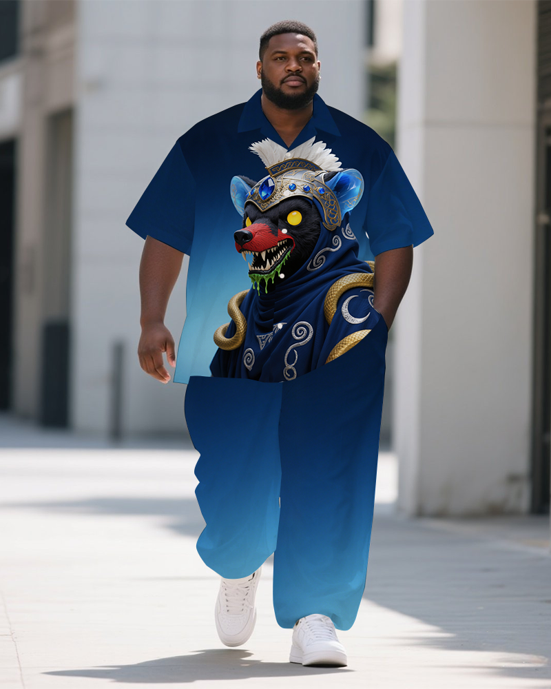 Big & Tall Graffiti Streetwear T-Shirt Pants Set for big men view 1