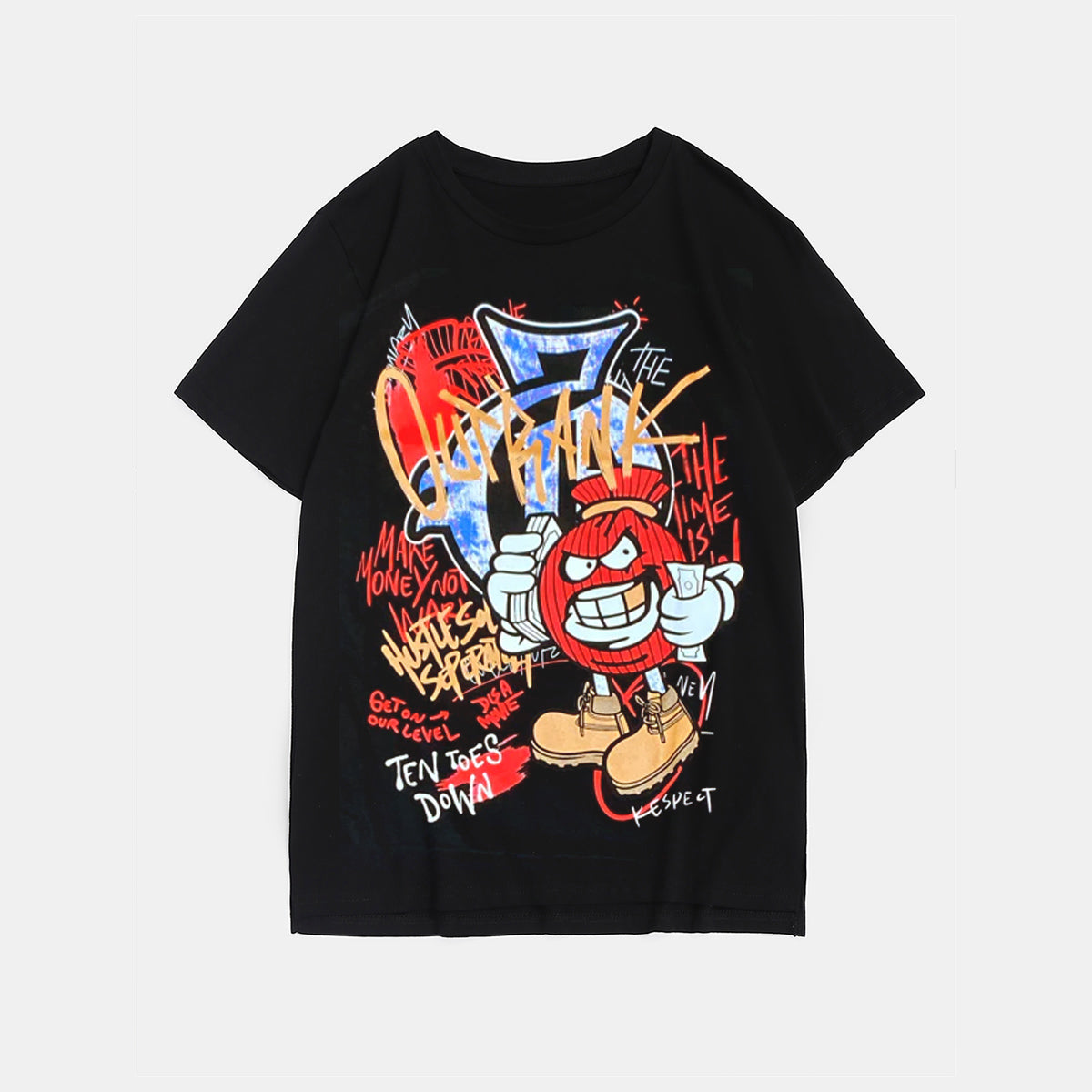 Big & Tall Black Graphic Graffiti T-Shirt for big men view 2