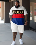 Big & Tall Colorblock Graphic Patchwork Two-piece Set for big men view 1