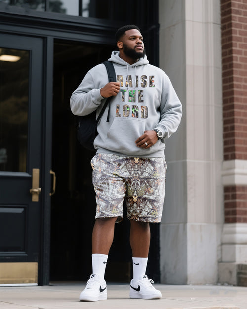 Big & Tall Denim Colorblock Geometric Hoodie for big men view 1