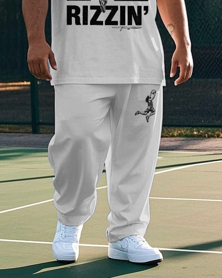 Big & Tall Graphic T-Shirt Pants Set for big men view 3