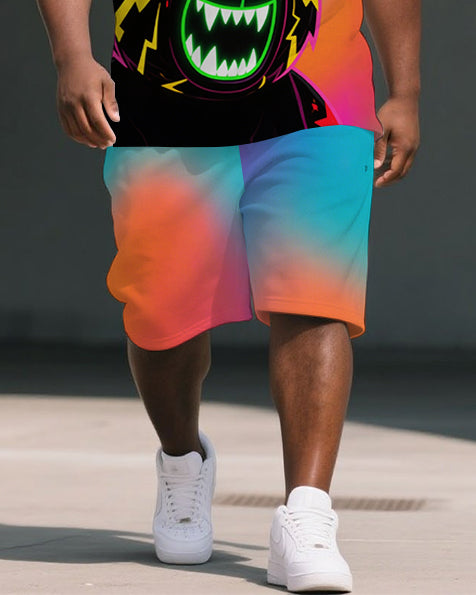 Big & Tall Gradient Polo Shorts Set for big men view 3