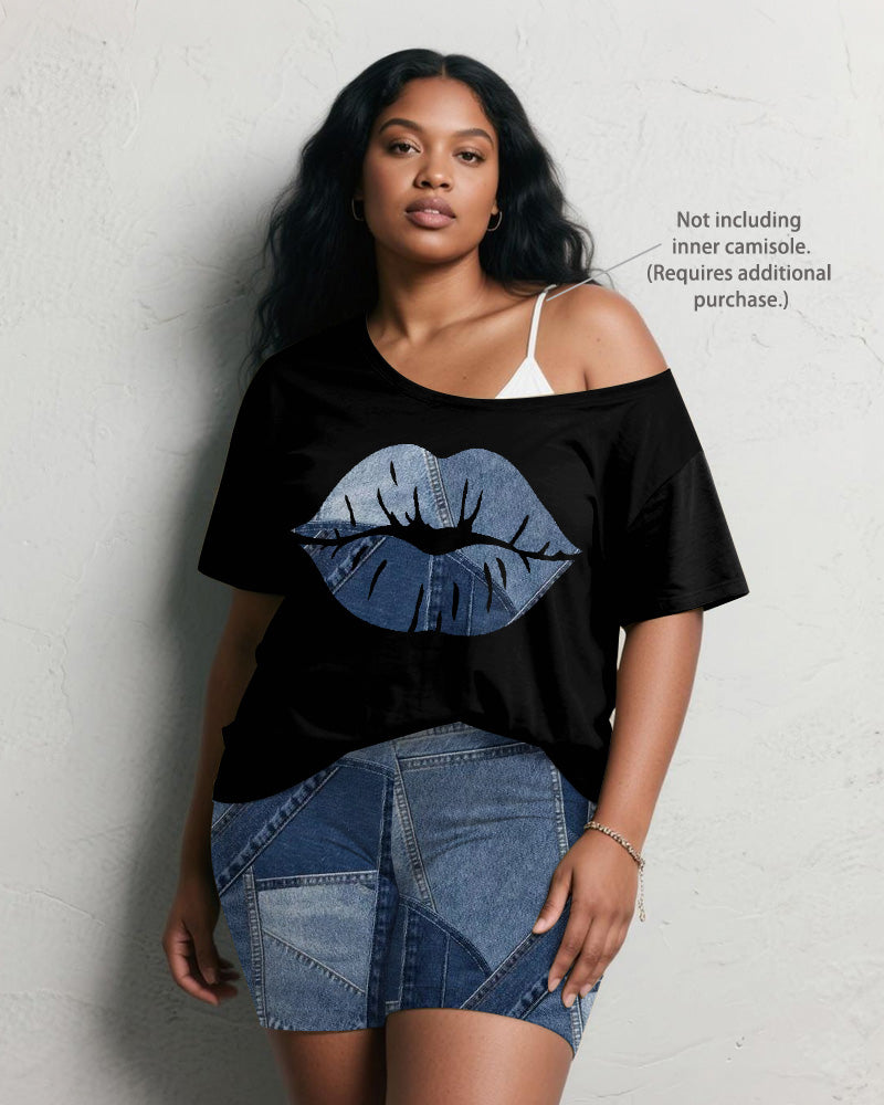 Big & Tall Denim Graphic Two-piece Set for big men view 4