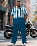 Big & Tall Blue Business Casual T-Shirt Pants Set for big men view 1