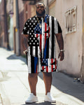 Big & Tall Graphic Skull T-Shirt Shorts Set for big men view 1