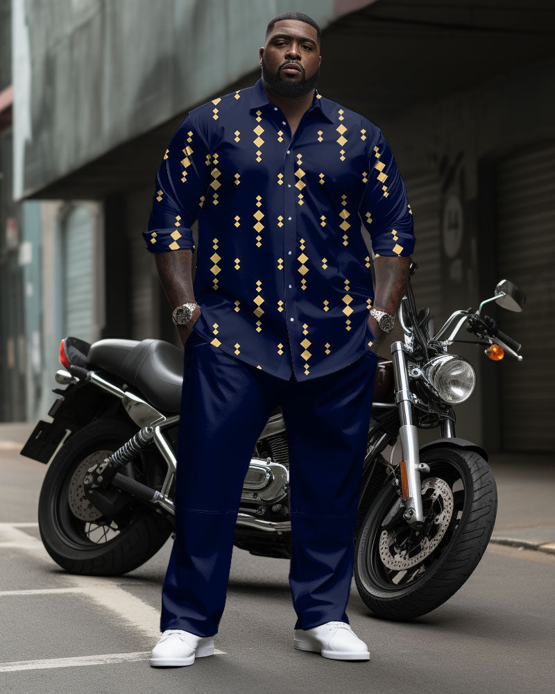 Big & Tall Geometric T-Shirt Pants Set for big men view 1