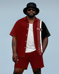 Big & Tall Colorblock Graphic T-Shirt Shorts Set for big men view 1