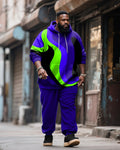 Big & Tall Purple Colorblock Hoodie Sweatpants Set for big men view 1