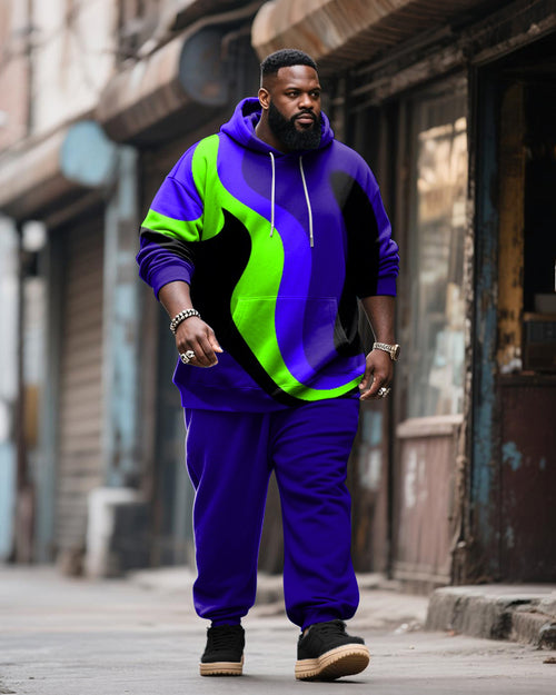 Big & Tall Purple Colorblock Hoodie Sweatpants Set for big men view 1