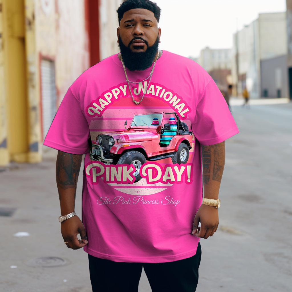 Big & Tall Pink Streetwear T-Shirt for big men