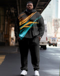Big & Tall Black Graphic Hoodie Sweatpants Set for big men view 1