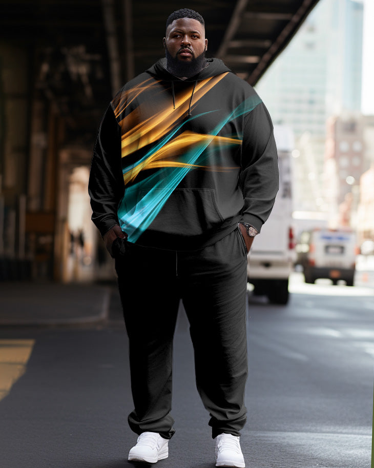 Big & Tall Black Graphic Hoodie Sweatpants Set for big men view 1