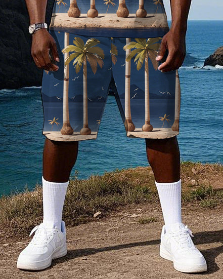 Big & Tall Hawaiian Geometric Two-piece Set for big men view 3