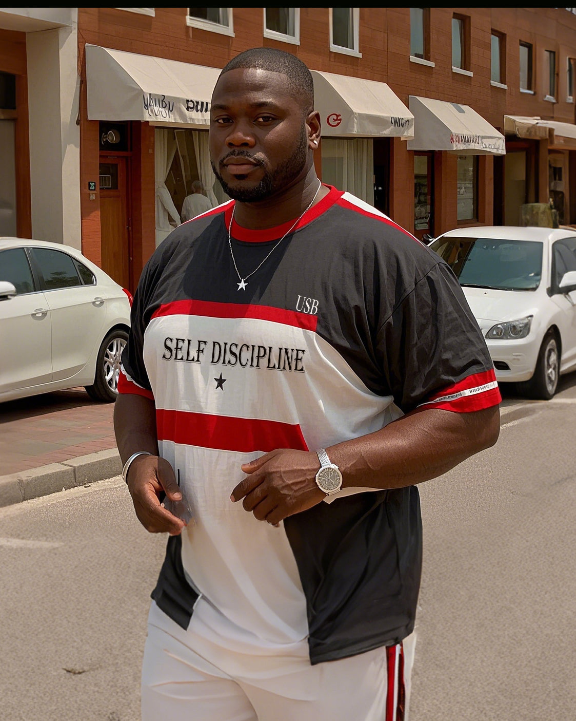 Big & Tall Colorblock Athletic Two-piece Set for big men view 2