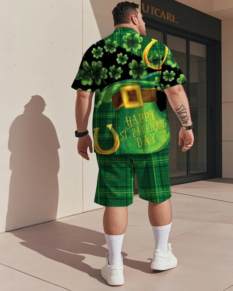 Big & Tall Graphic Graffiti T-Shirt Shorts Set for big men view 4