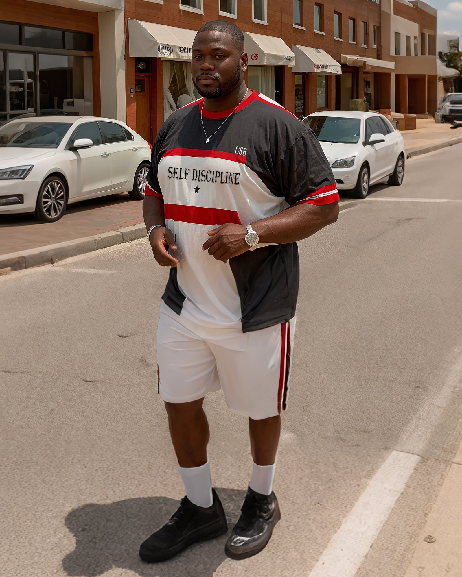 Big & Tall Colorblock Athletic Two-piece Set for big men view 1