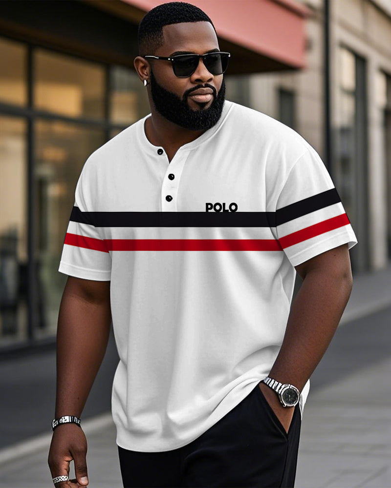 Big & Tall Black Red Striped T-Shirt for big men view 1