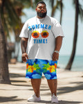 Big & Tall Hawaiian Graphic Floral T-Shirt Shorts Set for big men view 2
