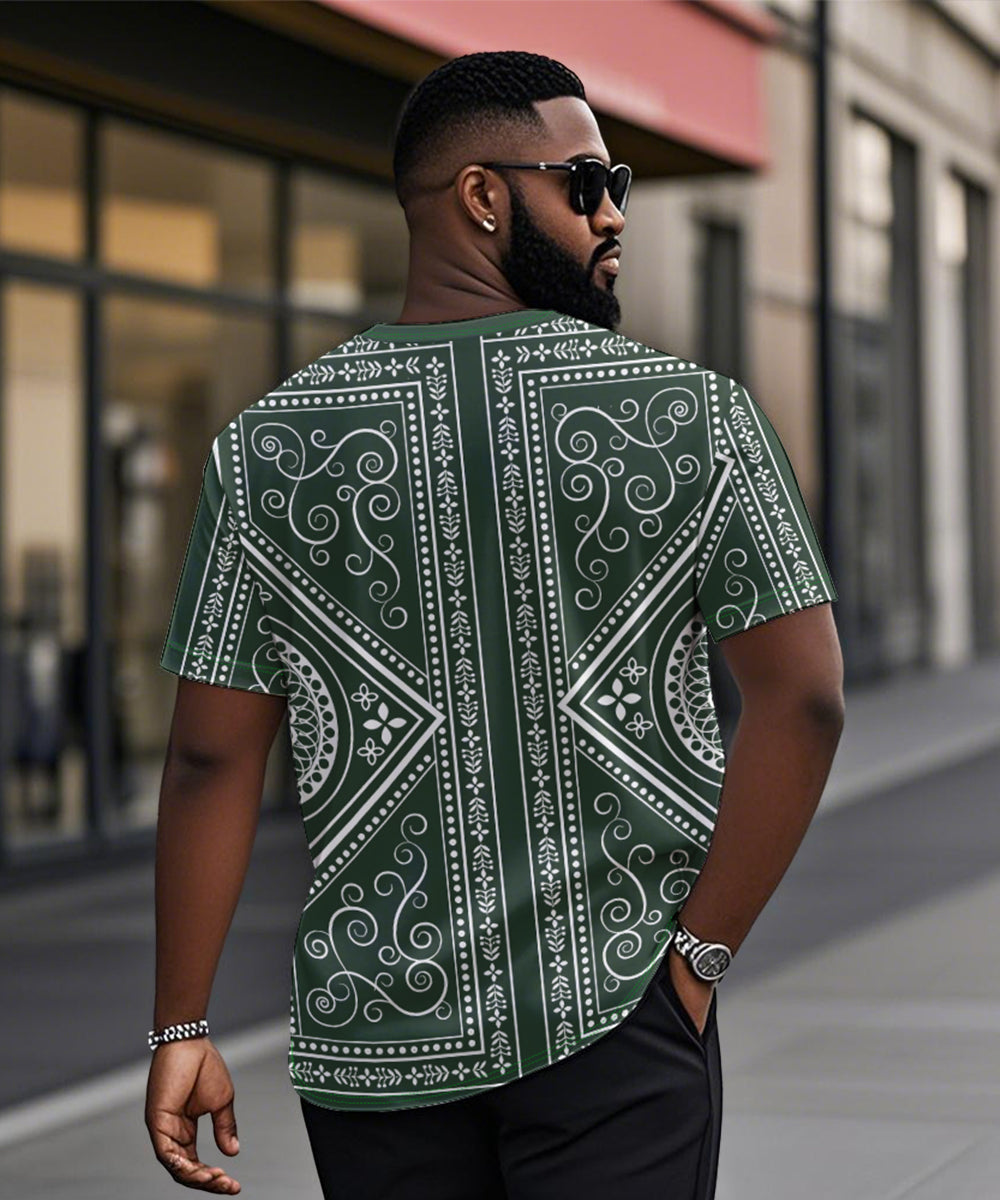 Big & Tall Green Graphic Vintage T-Shirt for big men view 2