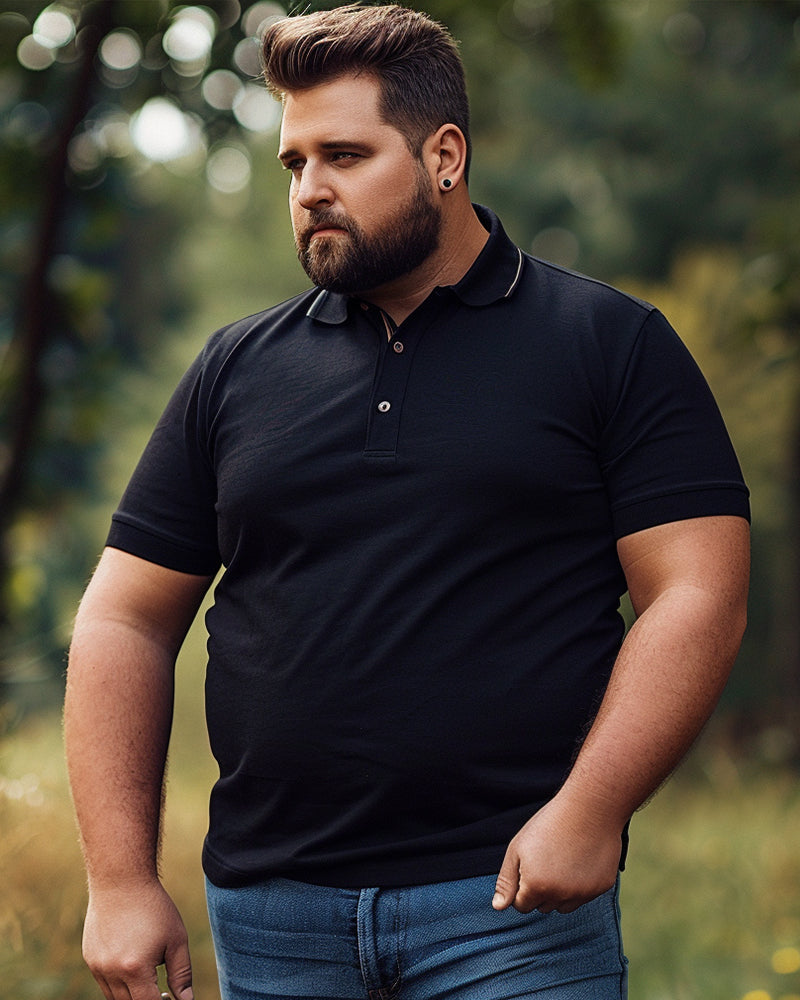 Big & Tall Solid Color Business Casual Polo Shirt for big men view 6