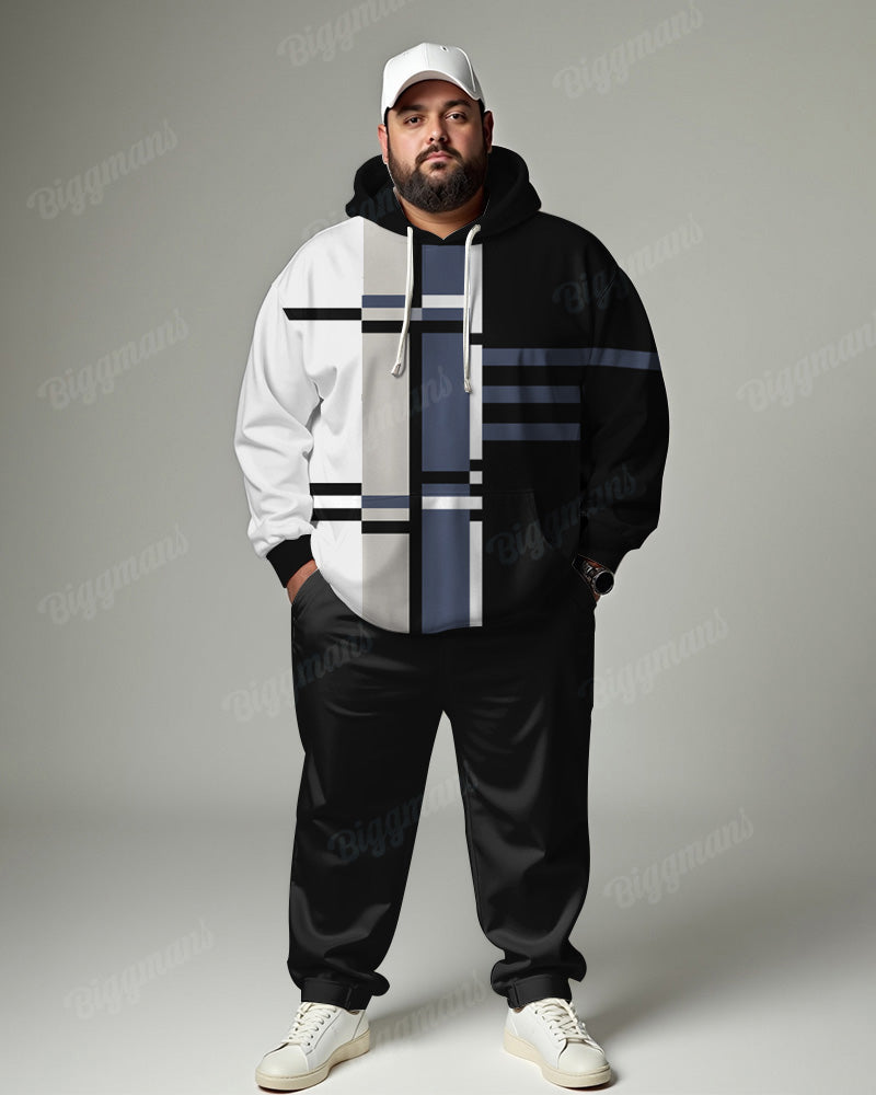 Big & Tall Black Colorblock Hoodie Pants Set for men view 1