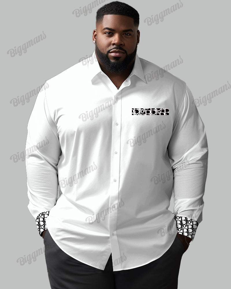 Big & Tall Patchwork Long Sleeve Shirt for big men view 5