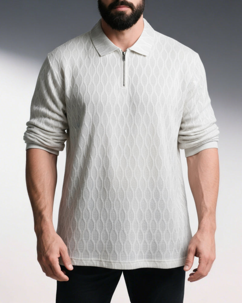 Big & Tall White Patchwork Polo Shirt for big men view 3