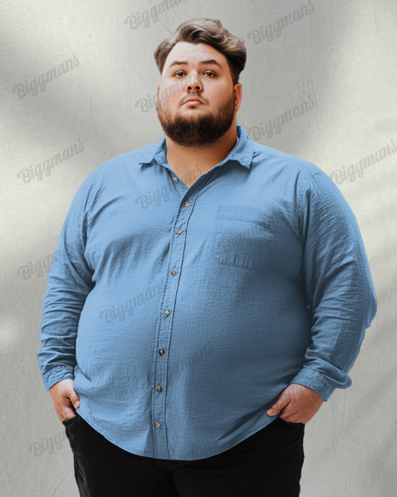 Big & Tall Solid Color Long Sleeve Shirt for big men view 2