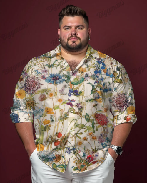 Big & Tall Geometric Long Sleeve Shirt for big men view 1