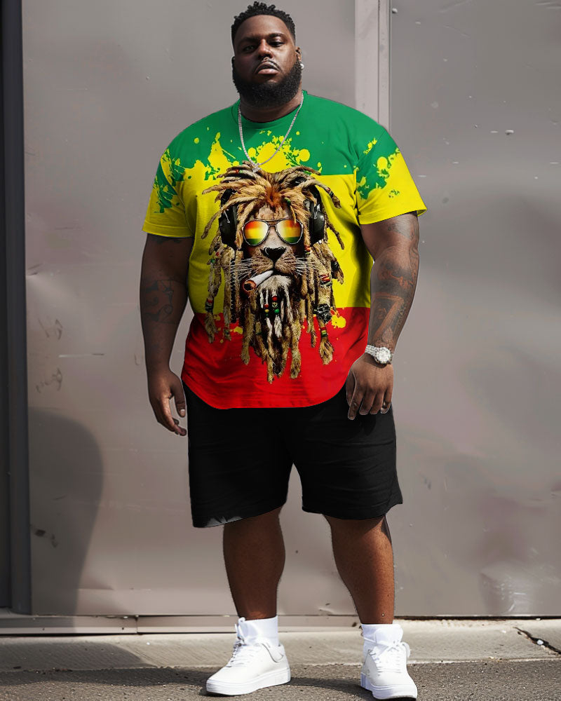 Big & Tall Red Green Graphic Two-piece Set for big men view 2