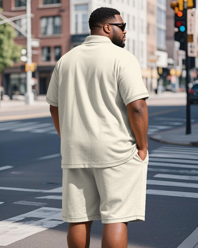 Big & Tall Colorblock Striped Graphic Polo Shorts Set for big men view 5