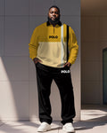 Big & Tall Yellow Striped Graphic Polo Pants Set for big men view 1