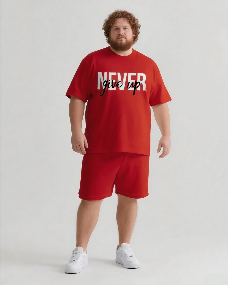 Big & Tall Graphic Streetwear T-Shirt Shorts Set for big men view 6