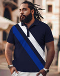 Big & Tall Black Striped Polo Shirt for big men