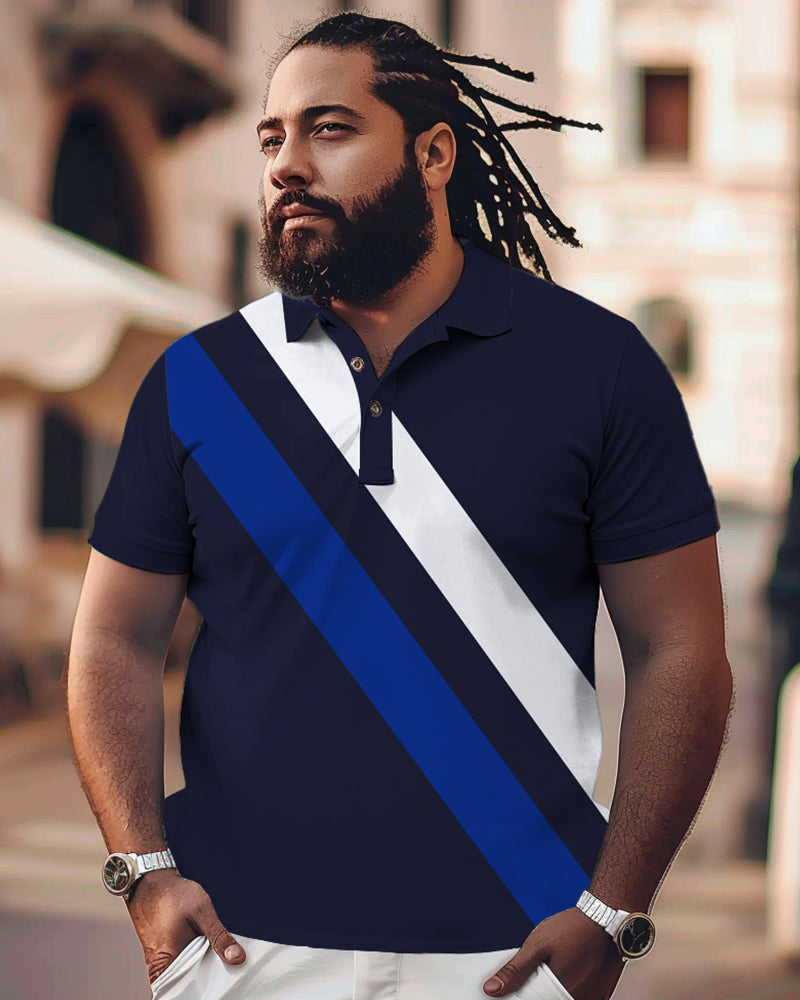 Big & Tall Black Striped Polo Shirt for big men