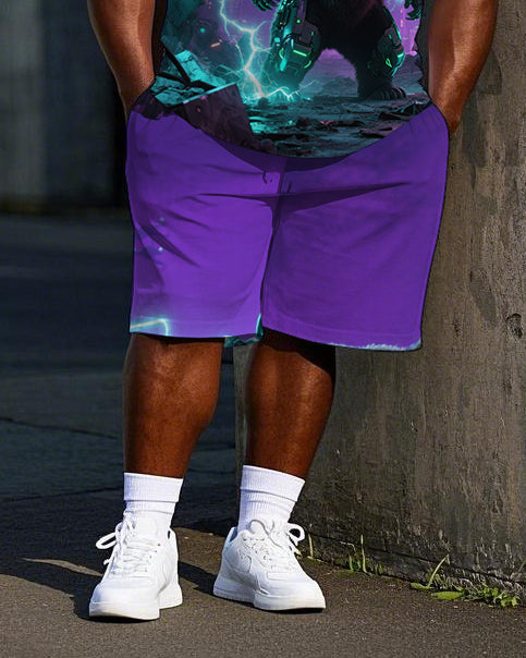 Big & Tall Streetwear T-Shirt Shorts Set for big men view 3