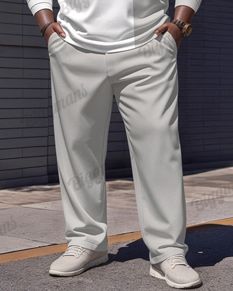Big & Tall Gray Striped Graphic Polo Pants Set for big men view 3