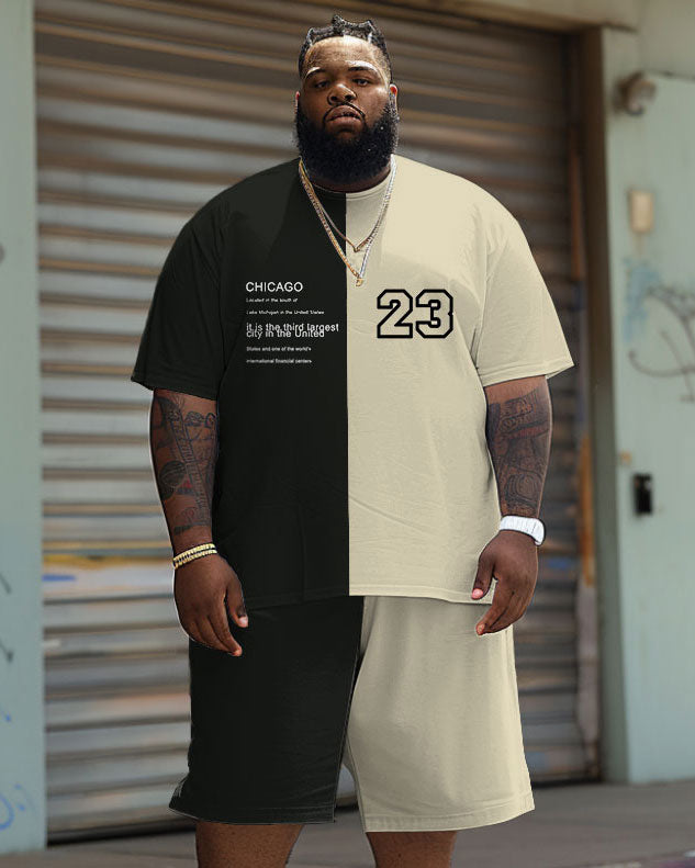 Big & Tall Graphic Streetwear T-Shirt Shorts Set for big men view 1
