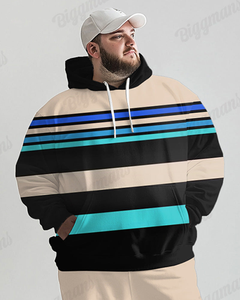 Big & Tall Striped Graphic Hoodie Sweatpants Set for big men view 2