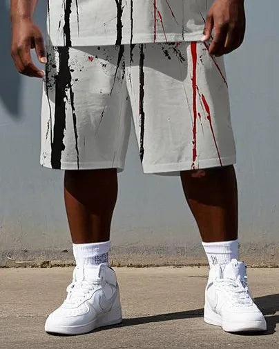 Big & Tall Graphic Streetwear T-Shirt Shorts Set for big men view 3