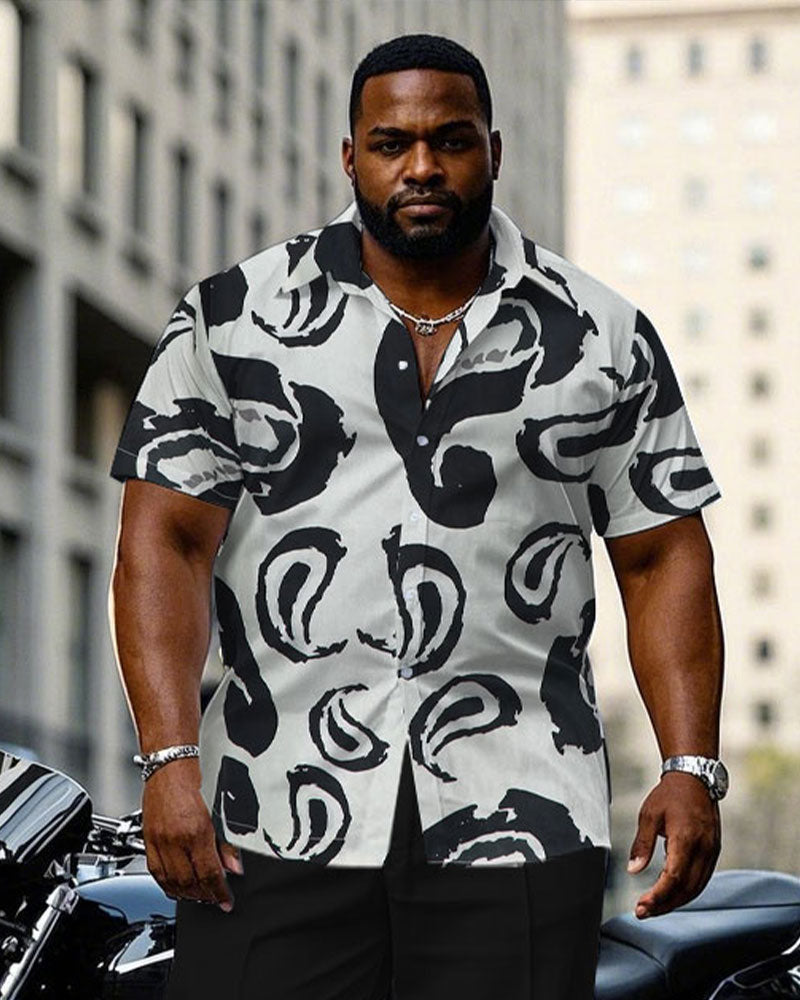 Big & Tall Geometric T-Shirt Pants Set for big men view 2