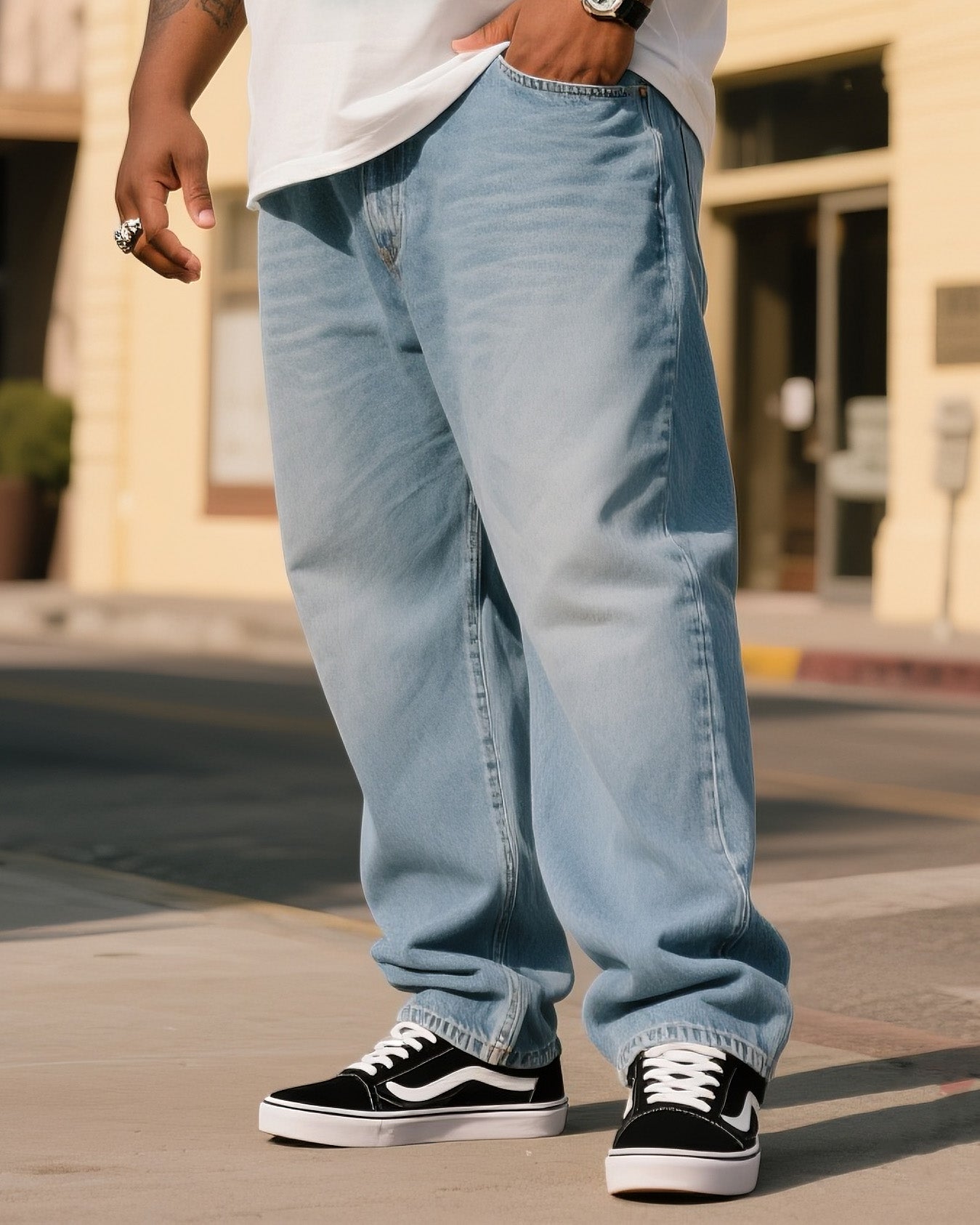 Big & Tall Denim T-Shirt Pants Set for big men view 3