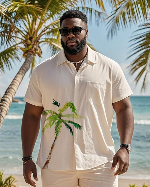 Big & Tall Hawaiian Graphic T-Shirt Shorts Set for big men view 2