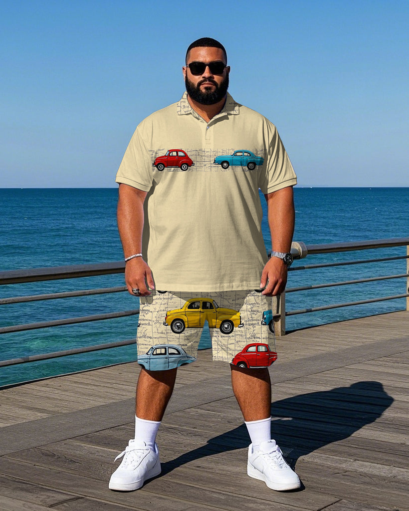 Big & Tall Streetwear Polo Shorts Set for big men view 1