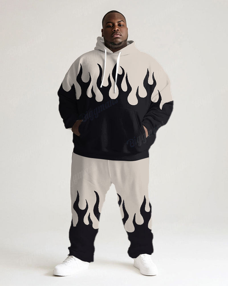 Big & Tall Black Colorblock Hoodie Sweatpants Set for big men view 1