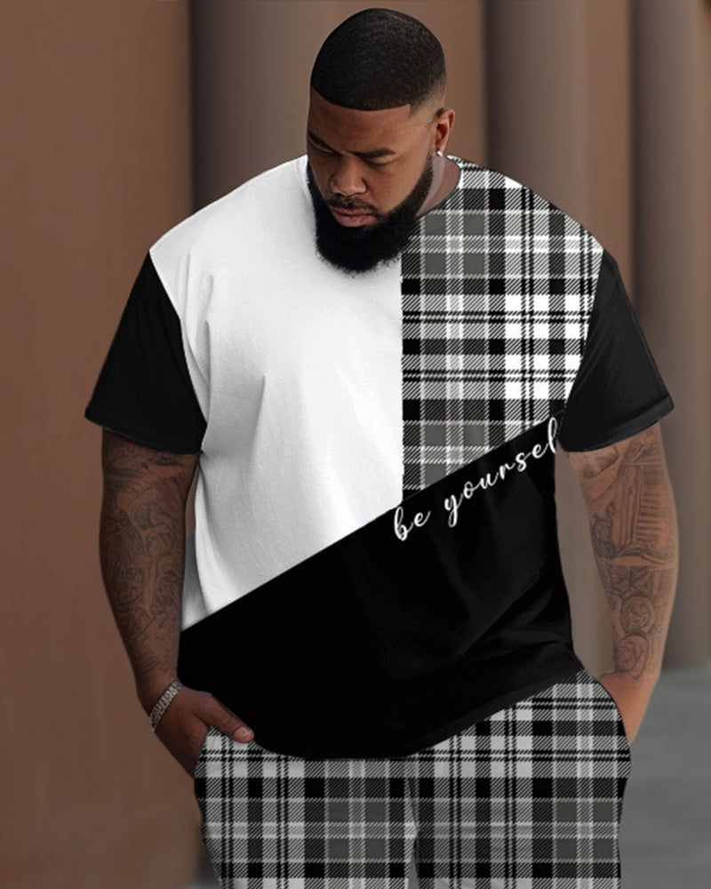 Big & Tall Plaid Graphic T-Shirt Pants Set for big men view 2